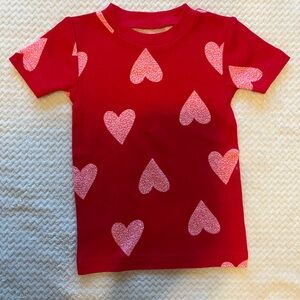 Carter's Red Tee with Pink Hearts
